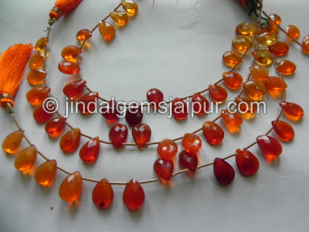Fire Opal Far Faceted Pear Shape Beads